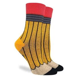 "Pencil" Cotton Crew Socks by Good Luck Sock - Medium