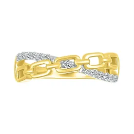 1/6 CTW Diamond Fashion Link Ring in 10KT Yellow Gold