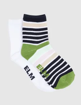 2 Pack Fig Stripe Ankle Socks