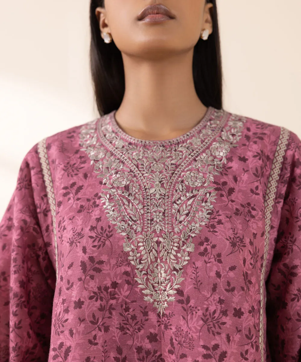 2 Piece - Embroidered Khaddar Suit