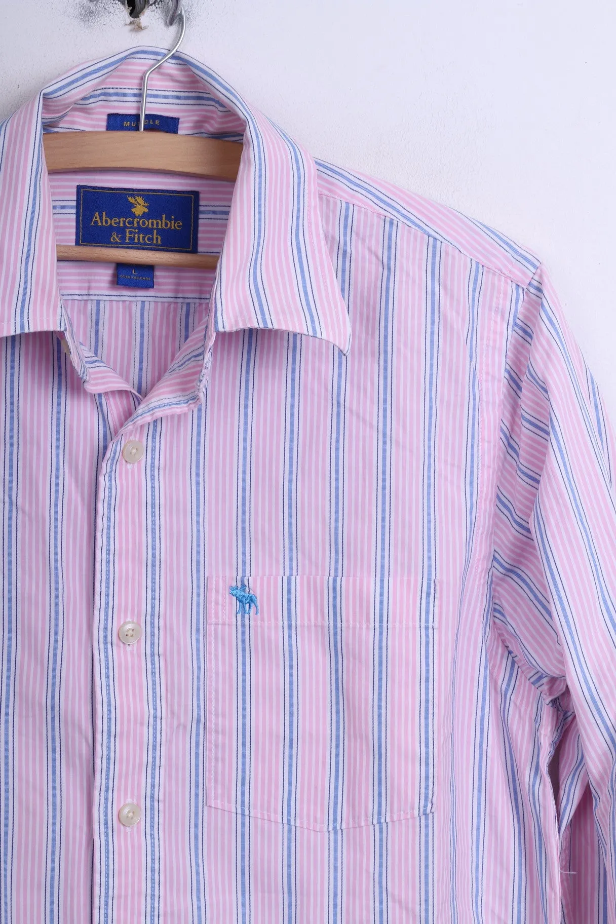 Abercrombie & Fitch Mens L Casual Shirt Striped Muscle Cotton