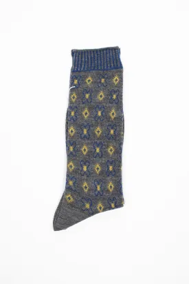 AM-776 Flower Grid Socks Grey