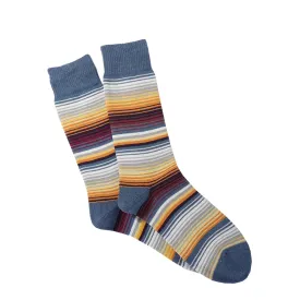 Anonymous Ism Sarape Stripes Crew Socks Indigo - ONE SIZE