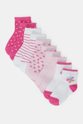 Assorted Pink Ankle Socks 5 Pair Pack