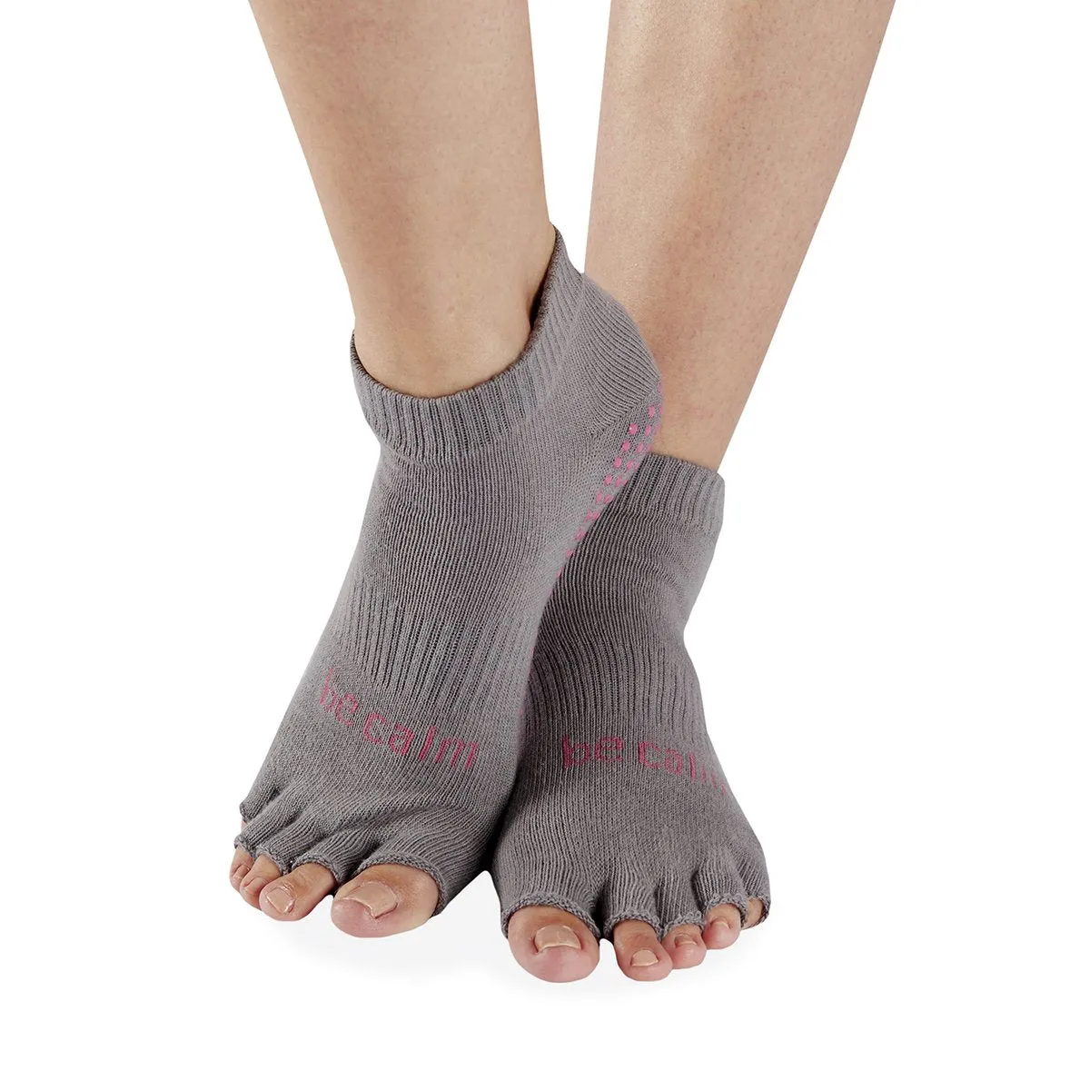 Be Calm Half Toe Grip Socks - Dark Grey Candy Pink (Barre / Pilates)