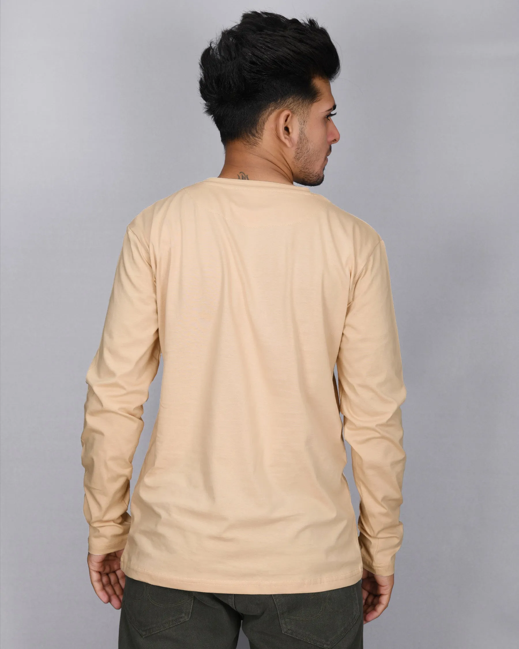 Beige Full-Sleeve Super soft Premium Cotton T-shirt