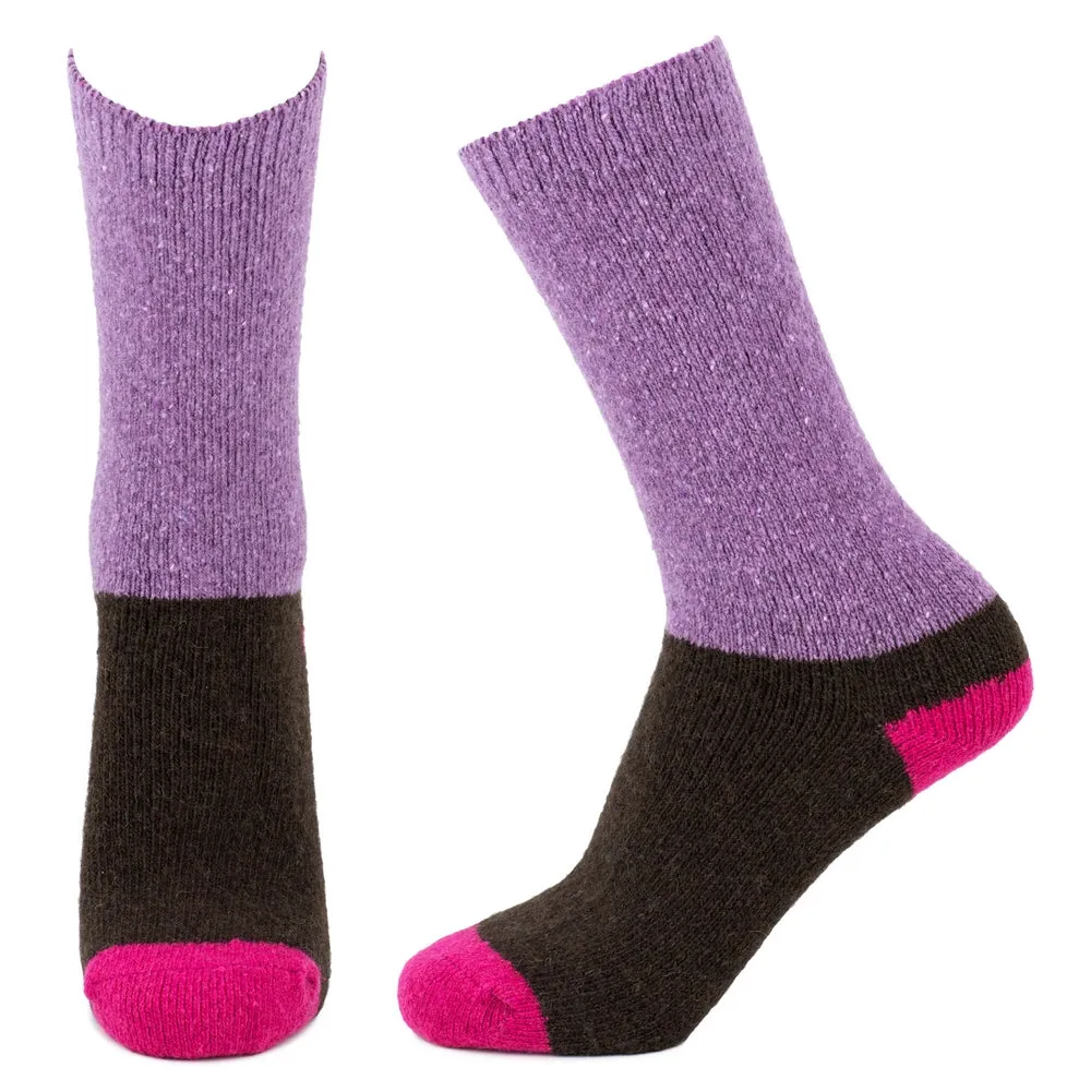 Block Colour Brown & Purple Knitted Socks