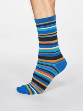 Vibrant Bright Blue Braxton Stripe Socks