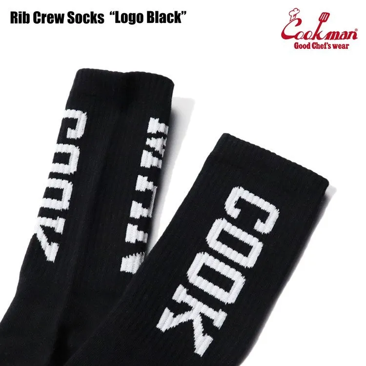 Cookman Rib Crew Socks - Logo : Black