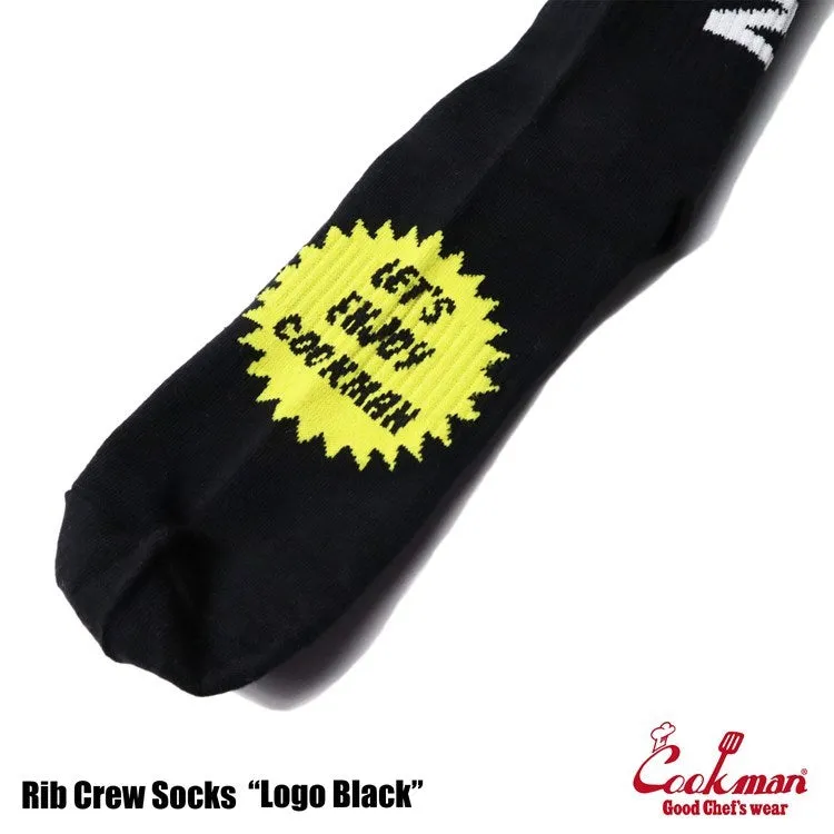 Cookman Rib Crew Socks - Logo : Black