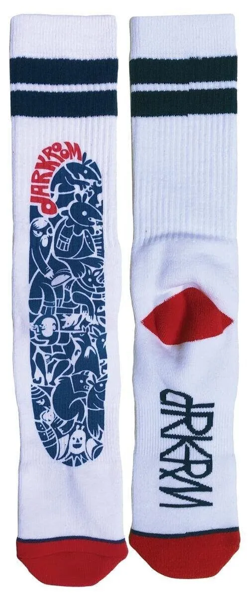 Darkroom Angel Dust Socks - Classic White & Red Artistic Design