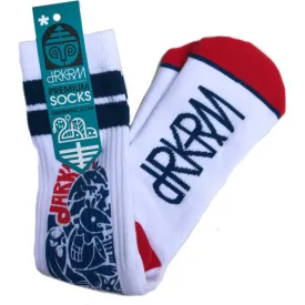 Darkroom Angel Dust Socks - Classic White & Red Artistic Design