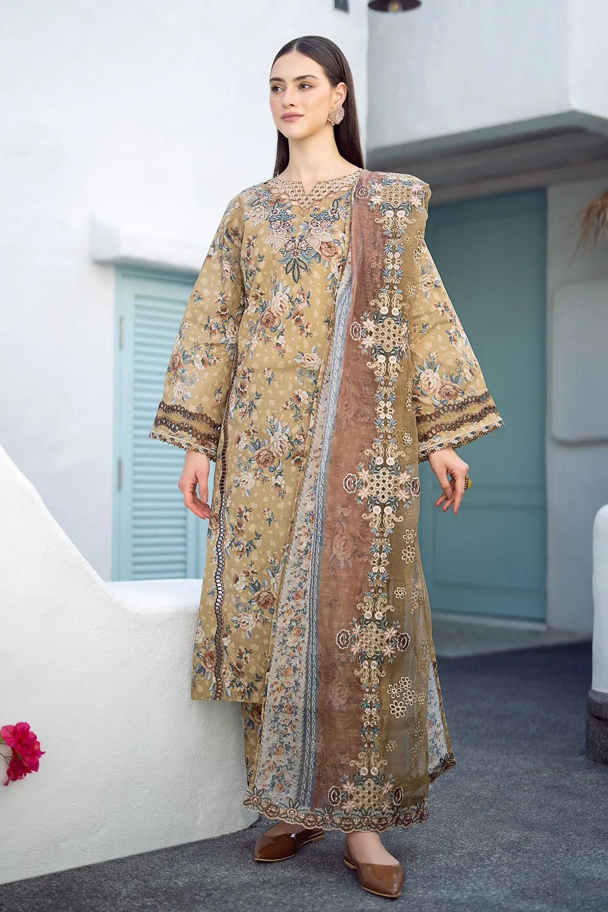 EMBROIDERED PRINTED LAWN UF-553