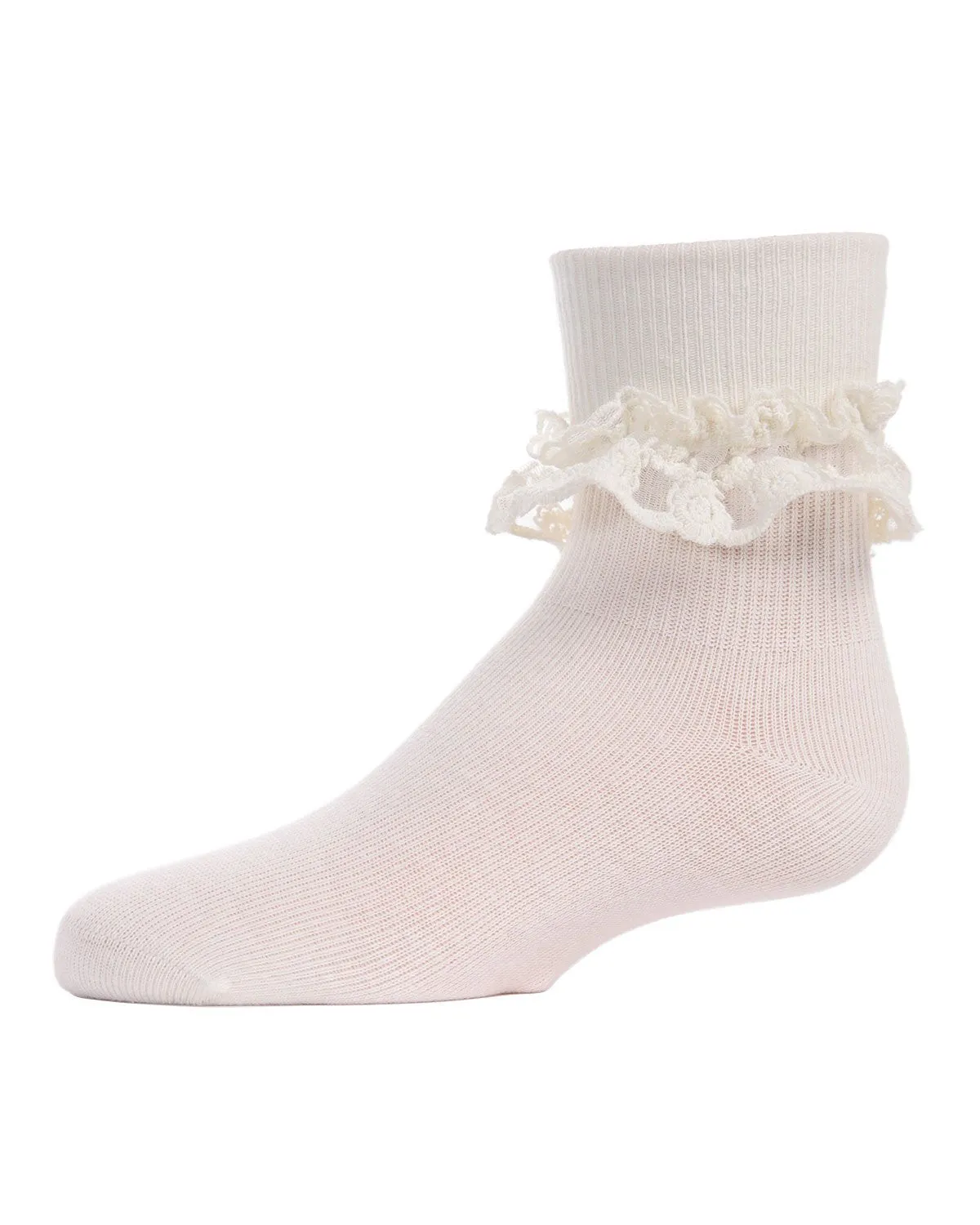 Girls' Layered Lace Cotton Blend Anklet Socks