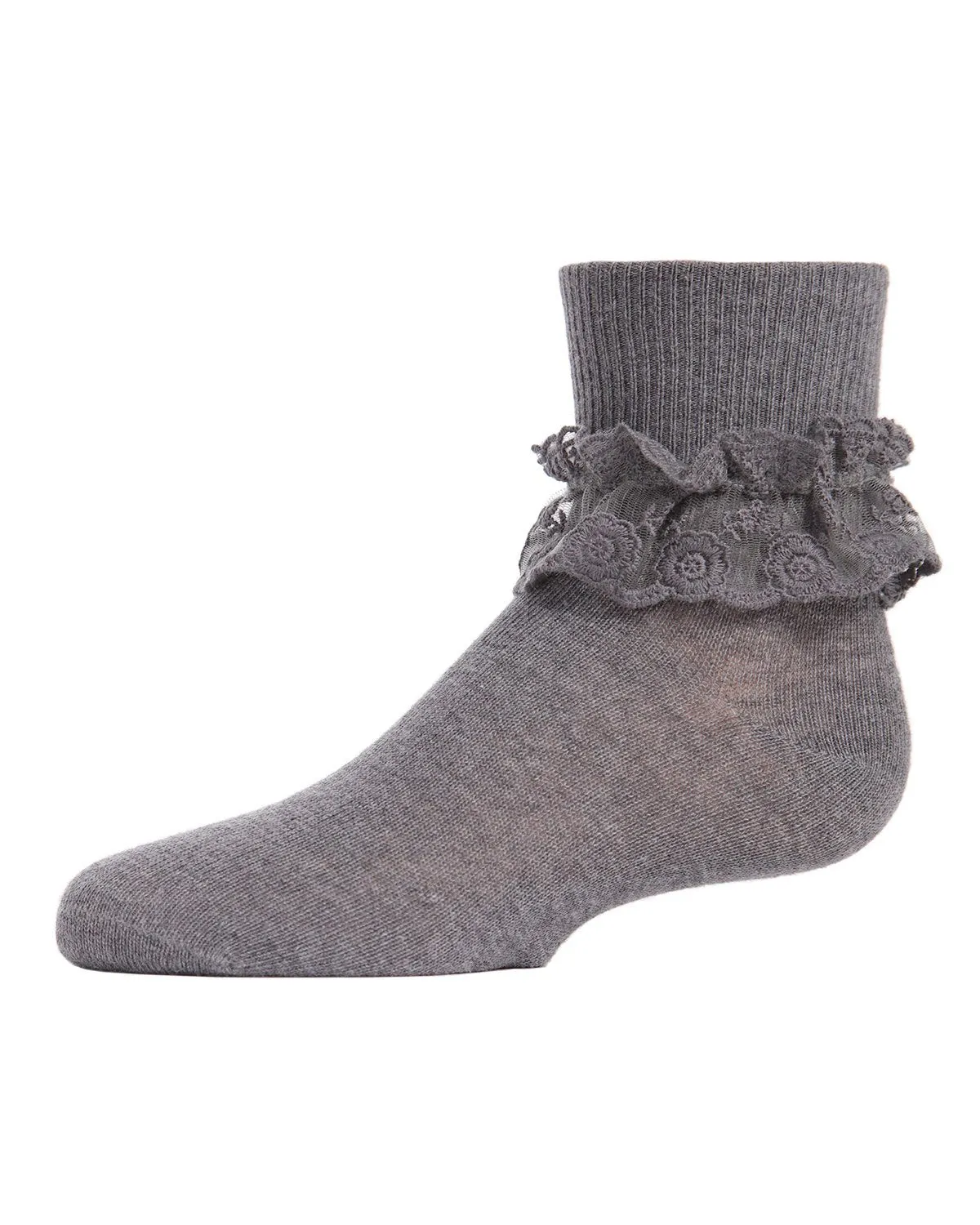 Girls' Layered Lace Cotton Blend Anklet Socks