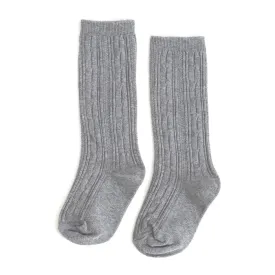 Gray Cable Knit Knee High Socks