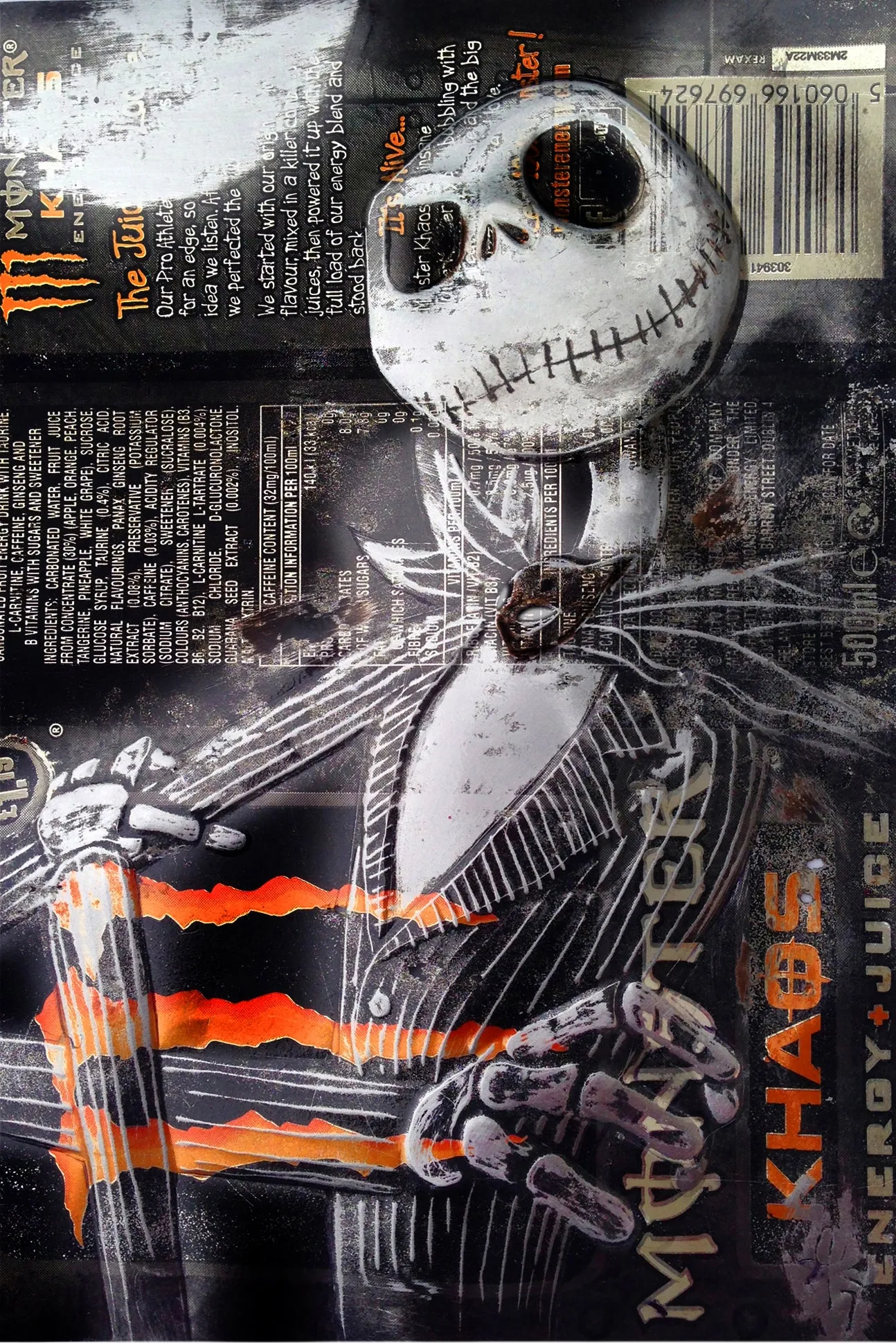 Hand Signed PRINT by Chris Duncan, Jack Skeleton on MONSTER Can