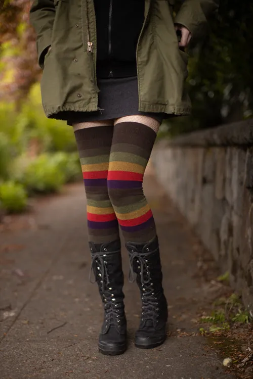 Longer Autumn Stripes Extraordinary Thigh High