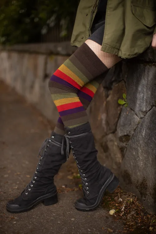 Longer Autumn Stripes Extraordinary Thigh High