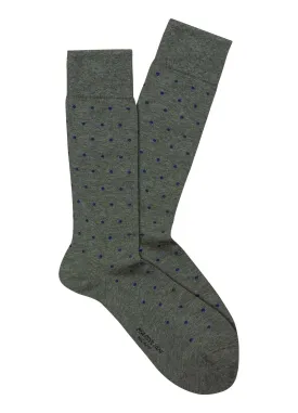 Marcoliani Grey & Blue Pima Cotton Polka Dot Socks