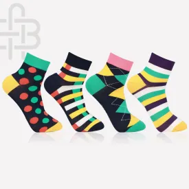 Men's Ankle Length Bold Print Fashion Socks - Pack Of 4