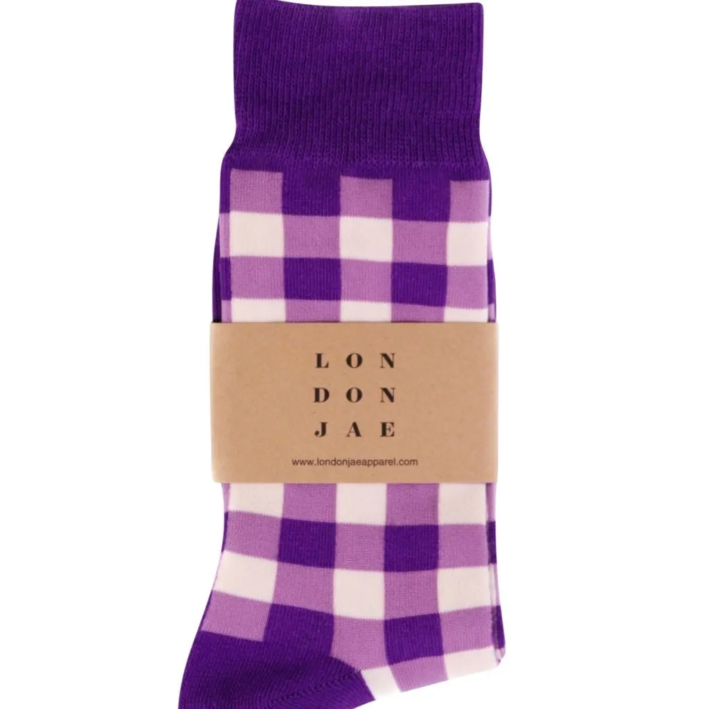 Purple Gingham Socks