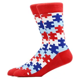 Puzzle Pieces Pattern Socks from the Sock Panda (Adult Large - Men's Shoe Sizes 8-12)