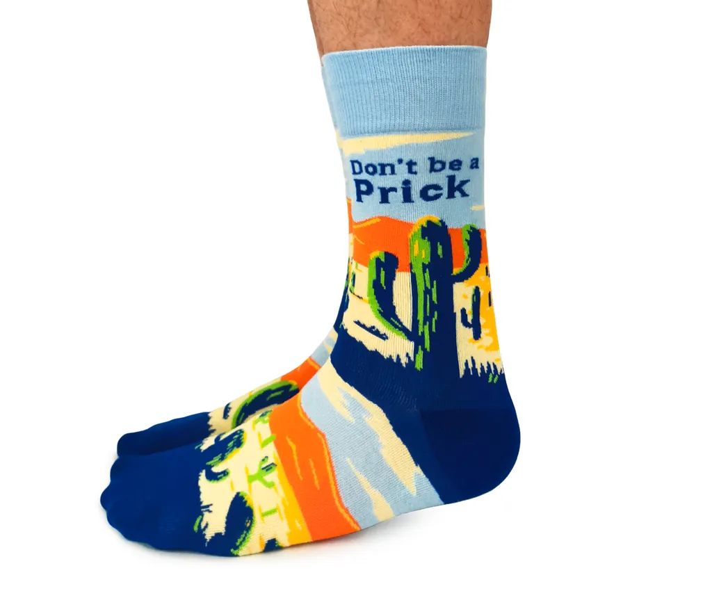 "Don't be a prick" Cotton Crew Socks by Uptown Sox - Large