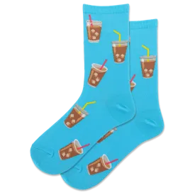 "Iced Coffee" Cotton Dress Crew Socks by Hot Sox