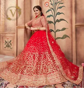 Red Designer Lehenga with Dupatta