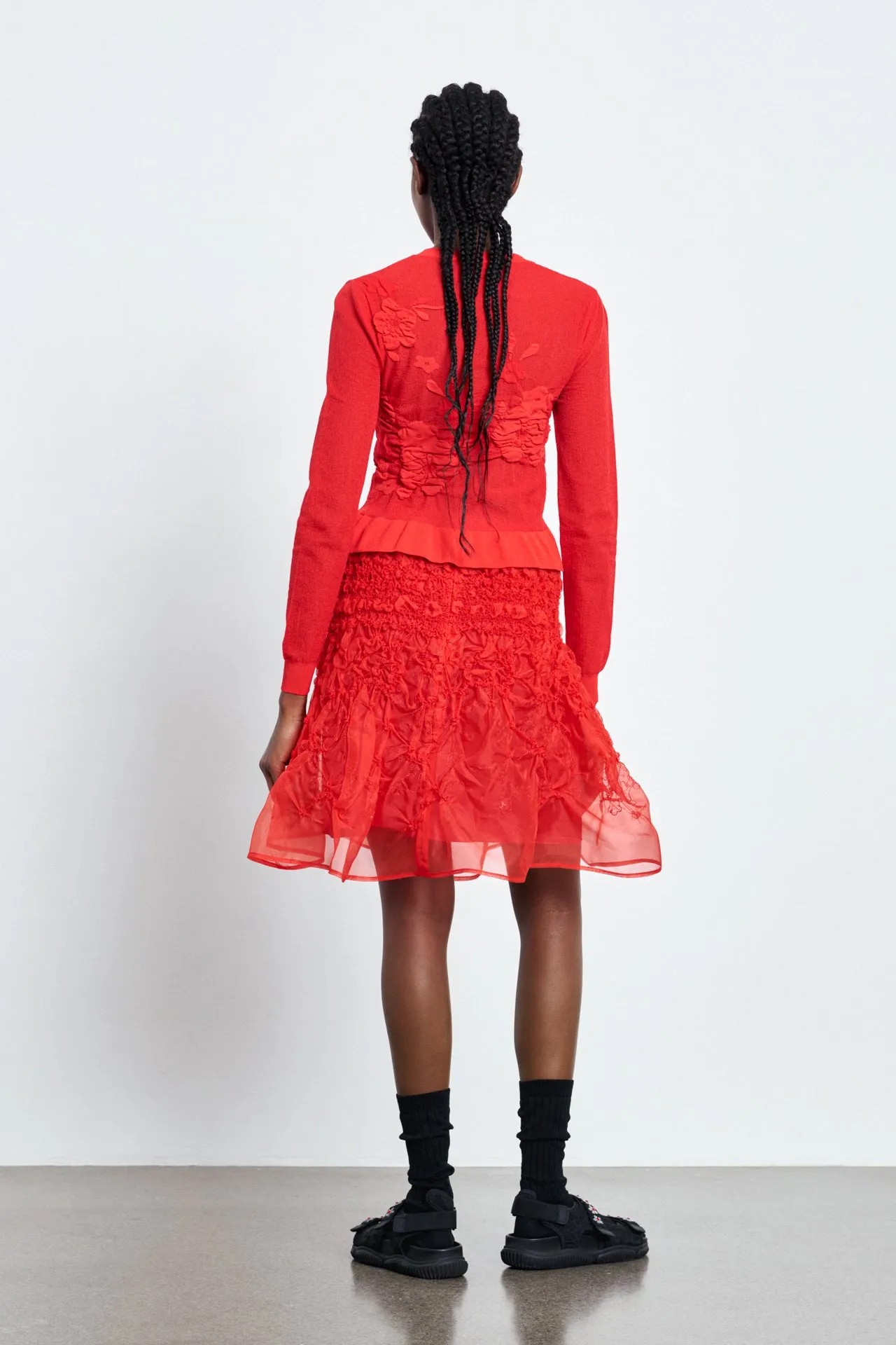 VIRA | CARDIGAN COLETTE SMOCK KNIT  RED/RED