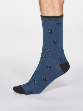 Wesley Frog Socks - Denim Blue