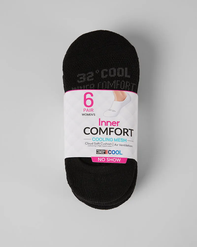 Womens 6-Pack Breathable No-Show Socks with Cool Comfort Technology
