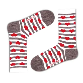 Women's Striped Dress Socks - Organic Cotton, Heart Pattern