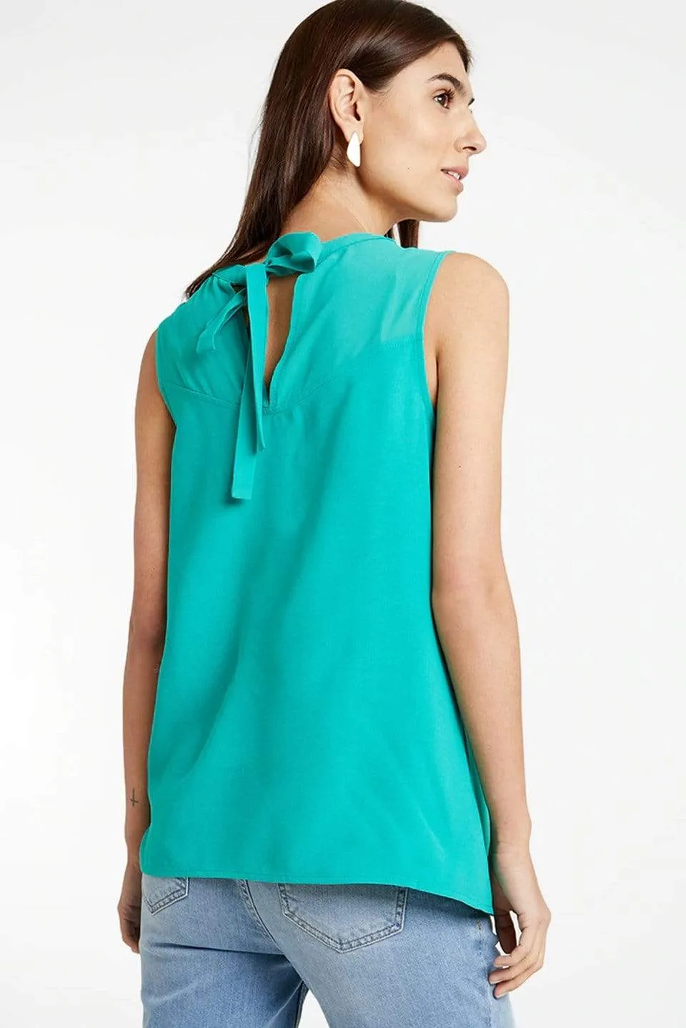 Woven Sleeveless Christiana Back Bow Nursing Top Green